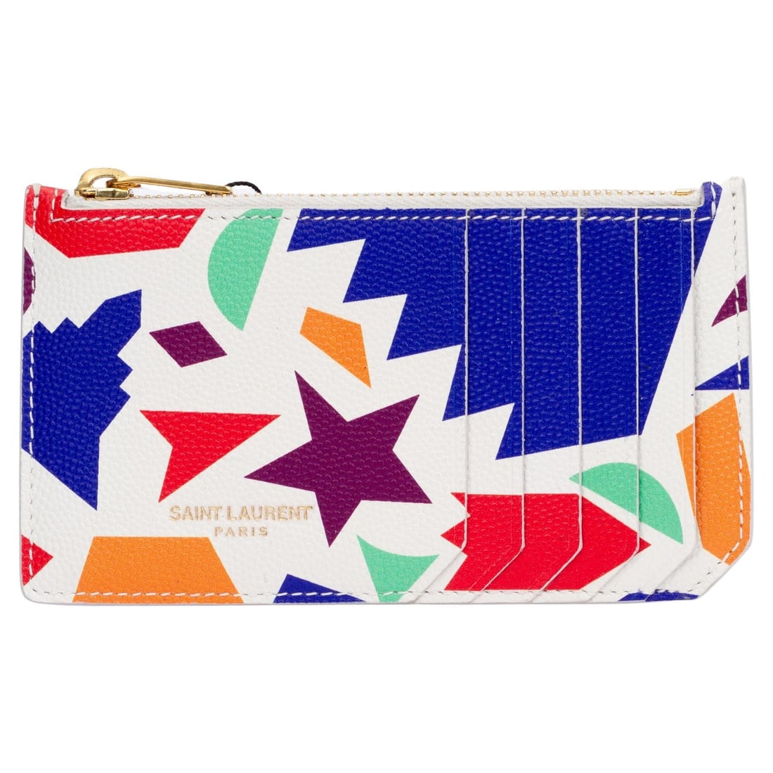 Yves Saint Laurent New Multicolor Credit Card Case: Yves Saint Laurent New Multicolor Credit Card Case Designer: Yves Saint Laurent Dimensions: Height: 3 in (7.62 cm)Width: 0.25 in (6.35 mm)Length: 5.25 in (13.34 cm) Place of Origin: Italy Period: 21st