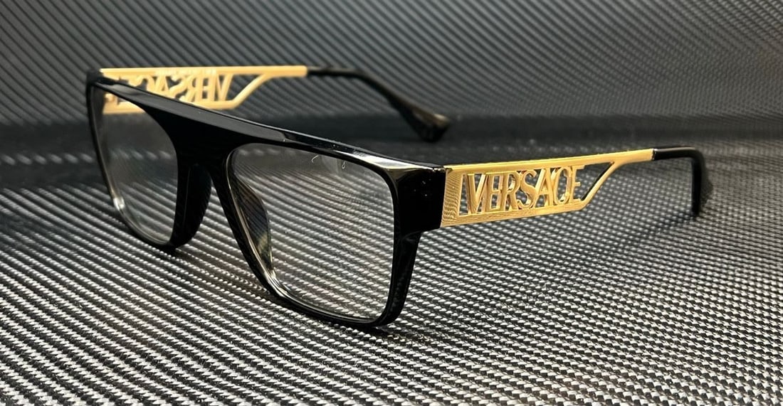 VERSACE VE3326U GB1 Black Gold Mens 55 mm Eyeglasses: VERSACE VE3326U GB1 Black Gold Mens 55 mm Eyeglasses Frame Color: Black Type: Eyeglasses New The Mynt Guarantee: All items in this auction are guaranteed to be 100% authentic. At Your Service: At Mynt