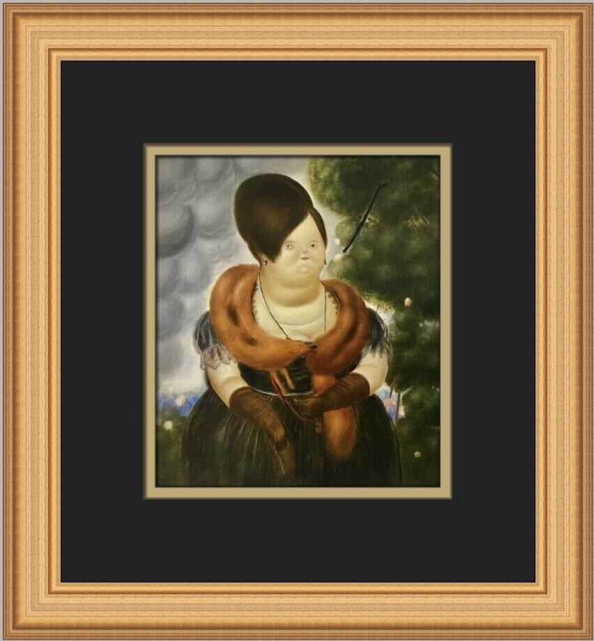 Fernando Botero The First Lady Custom Framed Print 12x12 in Boterismo Art: Fernando Botero The First Lady Custom Framed Print 12x12 in Boterismo Art This custom framed print by artist Fernando Botero features the piece titled 'The First Lady.' Measuring 12 inches by 12 inche