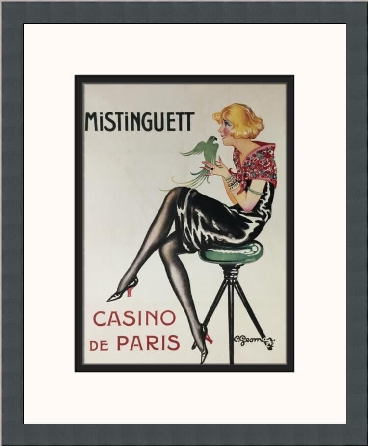 Charles Gesmar Mistinguett Art Deco Print Framed 13x17 inches: Charles Gesmar Mistinguett Art Deco Print Framed 13x17 inches This custom framed advertising print titled 'Mistinguett' by artist Charles Gesmar is a stunning medium-sized artwork in Art Deco style. P
