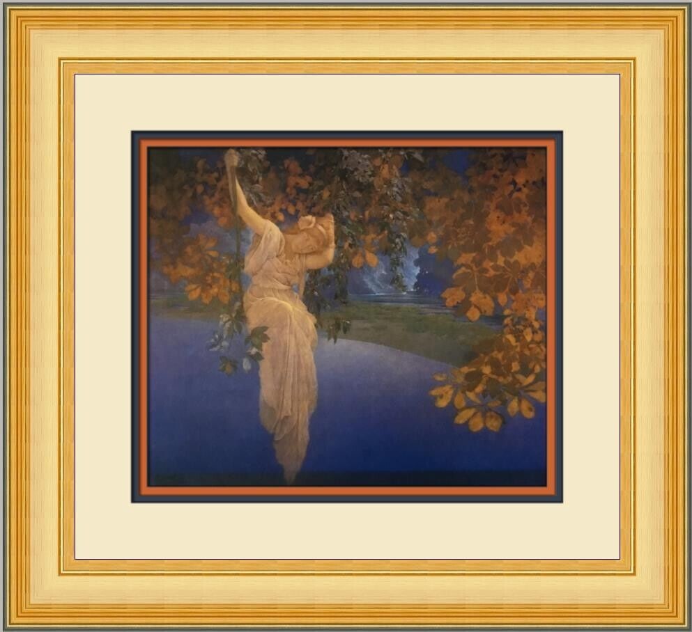 Maxfield Parrish Reveries Custom Framed Print 17x19 Fantasy Realism Art: Maxfield Parrish Reveries Custom Framed Print 17x19 Fantasy Realism Art This custom framed print titled 'Reveries' by Maxfield Parrish showcases a stunning Fantasy Realism style. The piece is an offse