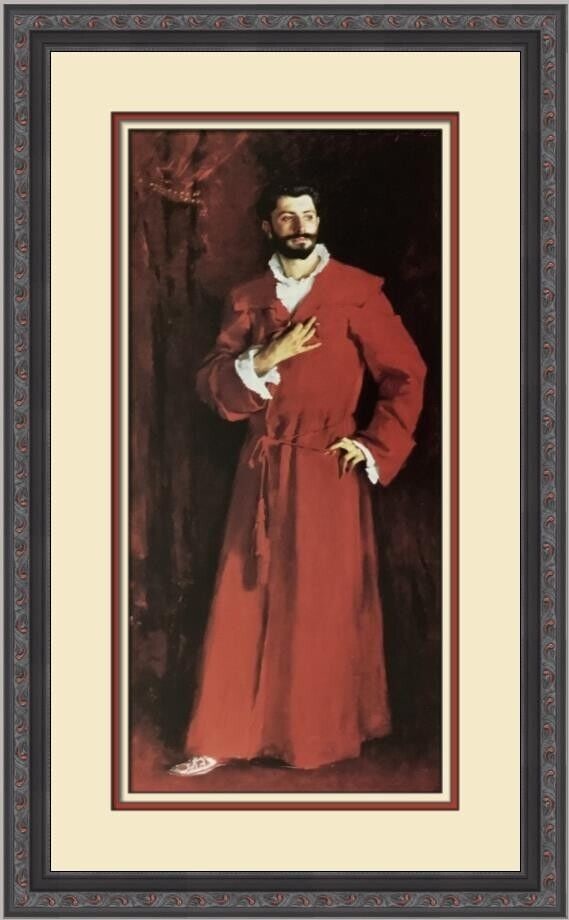 John Singer Sargent Dr Pozzi at Home Custom Framed Print 14in x 16in: John Singer Sargent Dr Pozzi at Home Custom Framed Print 14in x 16in This is a custom framed print of "Dr Pozzi at Home" by renowned artist John Singer Sargent. The medium-sized print measures 14 inch