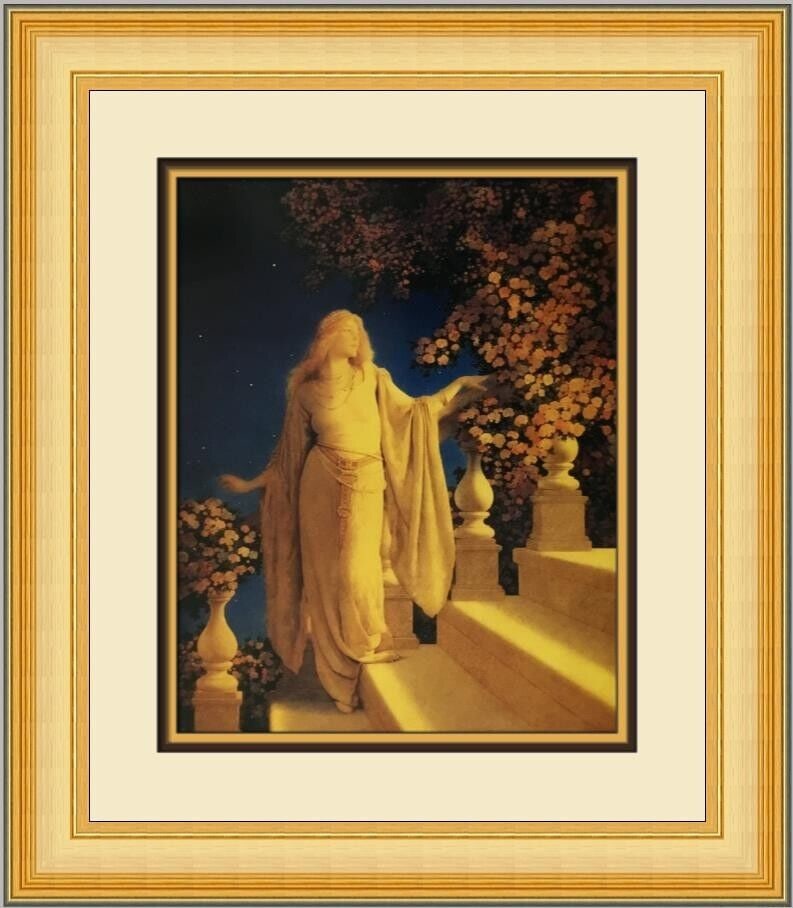 Maxfield Parrish Enchantment Custom Framed Print 18x20in: Maxfield Parrish Enchantment Custom Framed Print 18x20in This exquisite custom framed print titled 'Enchantment' by Maxfield Parrish features a captivating fantasy realism style. Produced in 1996, the