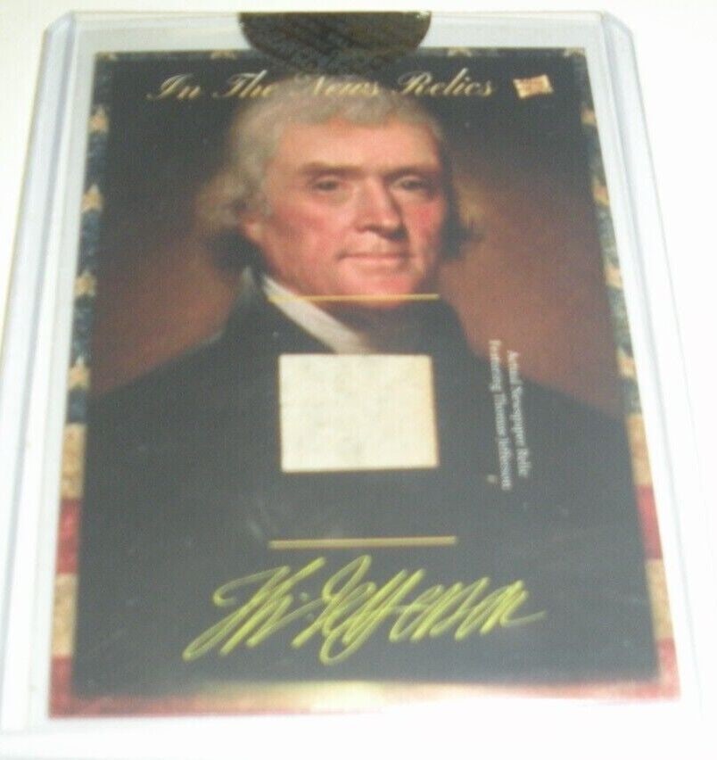 Thomas Jefferson 2018 Authentic Memorabilia Card: Thomas Jefferson 2018 Authentic Memorabilia Card This Thomas Jefferson 2018 memorabilia card is a piece of history, perfect for collectors and history enthusiasts. Featuring detailed imagery and histo