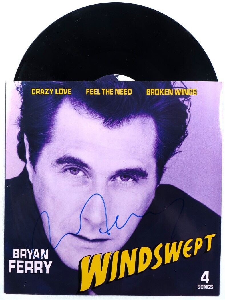 Bryan Ferry Signed Record Album Cover Windswept with Beckett Authentication: Bryan Ferry Signed Record Album Cover Windswept with Beckett Authentication This original autographed album cover of 'Windswept' by Bryan Ferry is a must-have for music enthusiasts. Authenticated by B