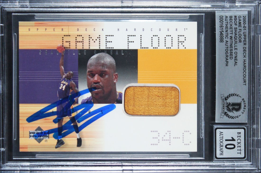 Lakers Shaquille ONeal Signed 2000 Upper Deck Card Auto 10 Beckett Slabbed: Lakers Shaquille ONeal Signed 2000 Upper Deck Card Auto 10 Beckett Slabbed This is a signed 2000 Upper Deck basketball card featuring Shaquille ONeal of the Los Angeles Lakers. The card is authenticat