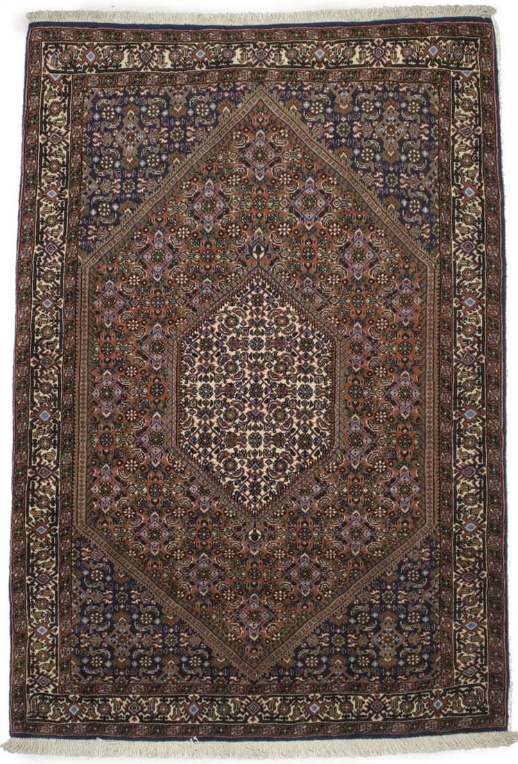Vintage Handmade 5ft6in Rust Orange Floral Wool Area Rug: Vintage Handmade 5ft6in Rust Orange Floral Wool Area Rug This unique vintage area rug features a stunning rust orange floral design with accents of cream, purple, navy, brown, green, and light blue. M