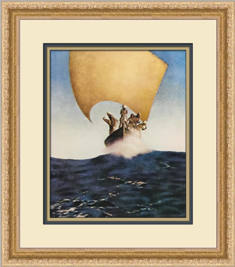 Maxfield Parrish History of Codadad and His Brothers Framed Print: Maxfield Parrish History of Codadad and His Brothers Framed Print This beautiful custom framed print titled 'History of Codadad and His Brothers' by Maxfield Parrish features an Impressionist style an