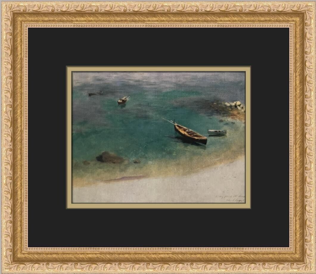 John Singer Sargent A Boat in the Waters off Capri Custom Framed Print 12x14 in: John Singer Sargent A Boat in the Waters off Capri Custom Framed Print 12x14 in This custom framed print features John Singer Sargent's artwork, 'A Boat in the Waters off Capri,' produced in 1992. The