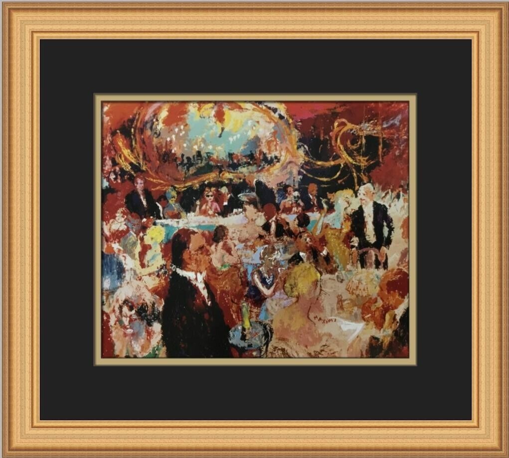 Leroy Neiman Maxims Custom Framed Print 16x15in Expressionism: Leroy Neiman Maxims Custom Framed Print 16x15in Expressionism This custom framed print, titled "Maxim's" by artist LeRoy Neiman, features a landscape orientation and is produced using offset lithograp