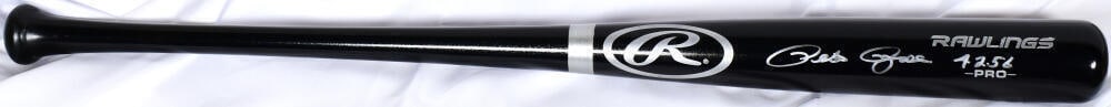 Pete Rose Autographed Rawlings Baseball Bat with Beckett Authentication: Pete Rose Autographed Rawlings Baseball Bat with Beckett Authentication This is an original Pete Rose autographed black Rawlings Pro baseball bat, featuring the iconic number 4256. Authenticated by Be