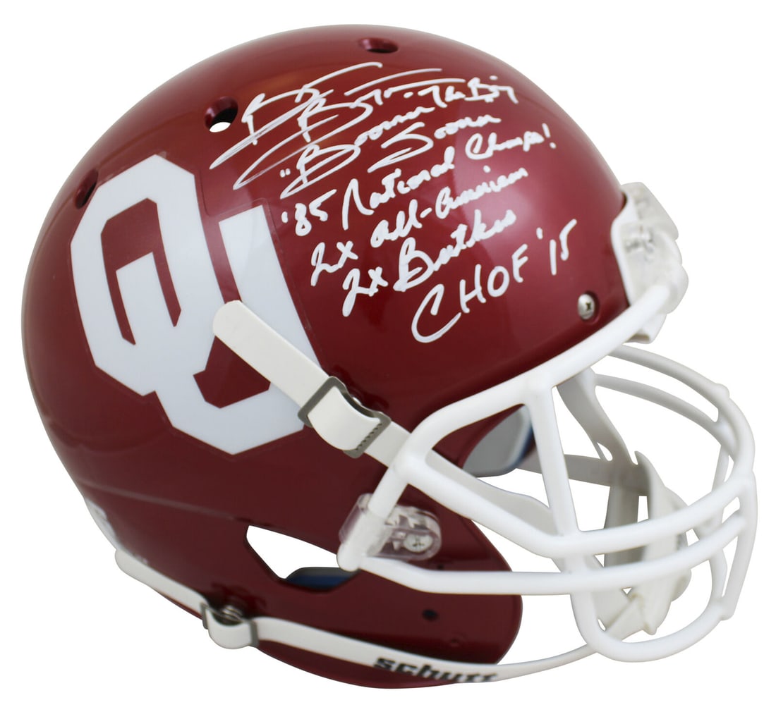 Oklahoma Sooners Brian Bosworth Signed Full Size Helmet: Oklahoma Sooners Brian Bosworth Signed Full Size Helmet This original full-size Schutt helmet features the signature of Brian Bosworth, a standout player for the Oklahoma Sooners. Authenticated by Bec