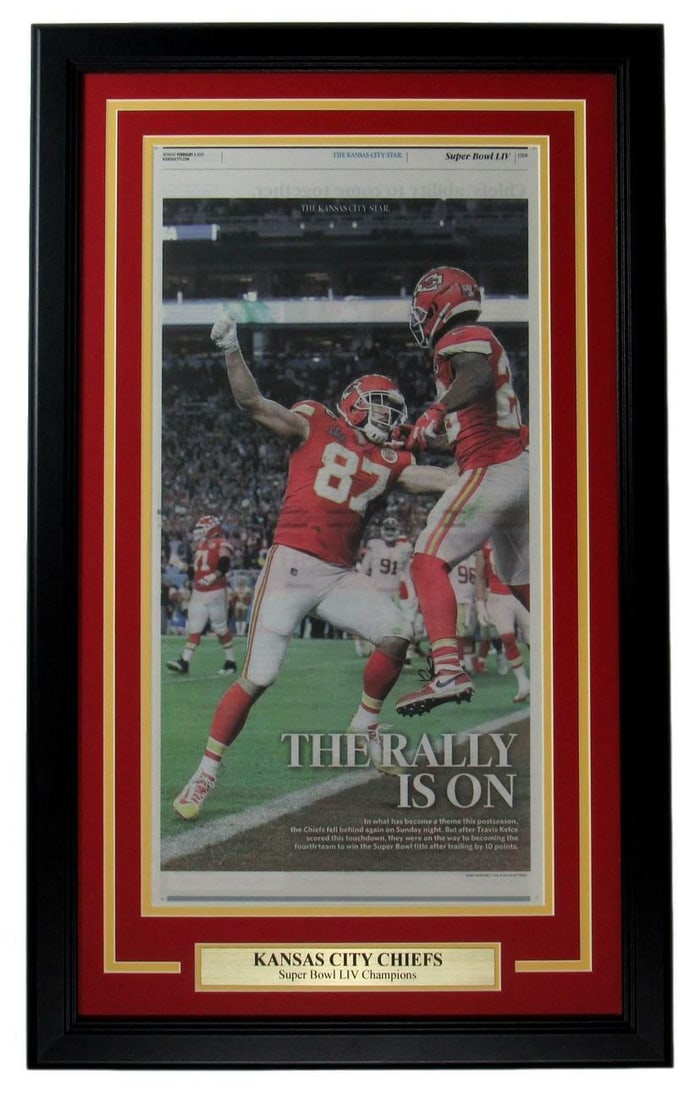 Framed Kansas City Chiefs Super Bowl Newspaper Auction