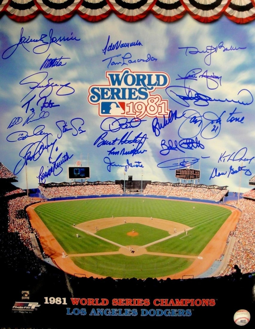 1981 World Series Team Signed Baseball Photo: 1981 World Series Team Signed Baseball Photo This original 16x20 photo features signatures from the 1981 World Series champion team, including legends like Tom Lasorda, Dave Lopes, Steve Garvey, Ron C