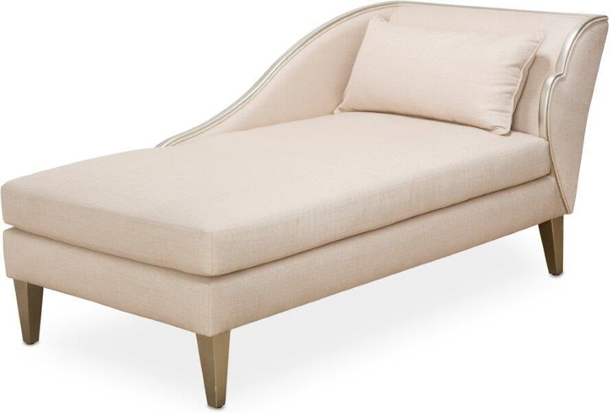Camden Court Left Arm Facing Chaise In Pearl And Platinum: Camden Court Left Arm Facing Chaise In Pearl And Platinum Make a sophisticated statement! The Camden Court Chaise delivers a rich addition to any space, with Platinum trims that catch the light, a bea