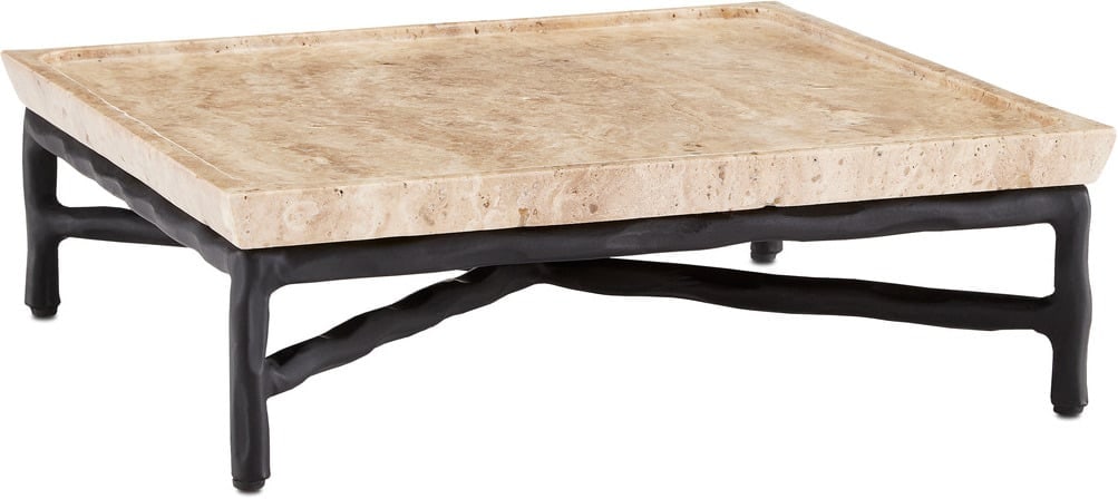 Boyles Small Travertine Tray In Natural: Boyles Small Travertine Tray In Natural The Boyles Small Travertine Tray Has A Forged Iron Base In A Black Finish That Holds A Tray Top Made Of Solid, Unpolished Travertine. The Personality Of The Sur