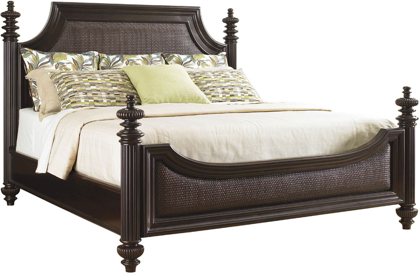Royal Kahala Harbour Point King Poster Bed: Royal Kahala Harbour Point King Poster Bed Finding inspiration in the British Colonial Period the headboard offers a removable carved pediment taking on a more transitional feel. The padded woven ratt