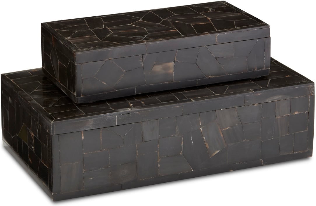 Black Bone Mosaic Box Set of 2: Black Bone Mosaic Box Set of 2 The Black Bone Mosaic Box Set Illustrates The Talents Of The Artisans Who Create The Surfaces Of These Black Decorative Boxes. The Mosaics In Black Bone Are Painstakingl