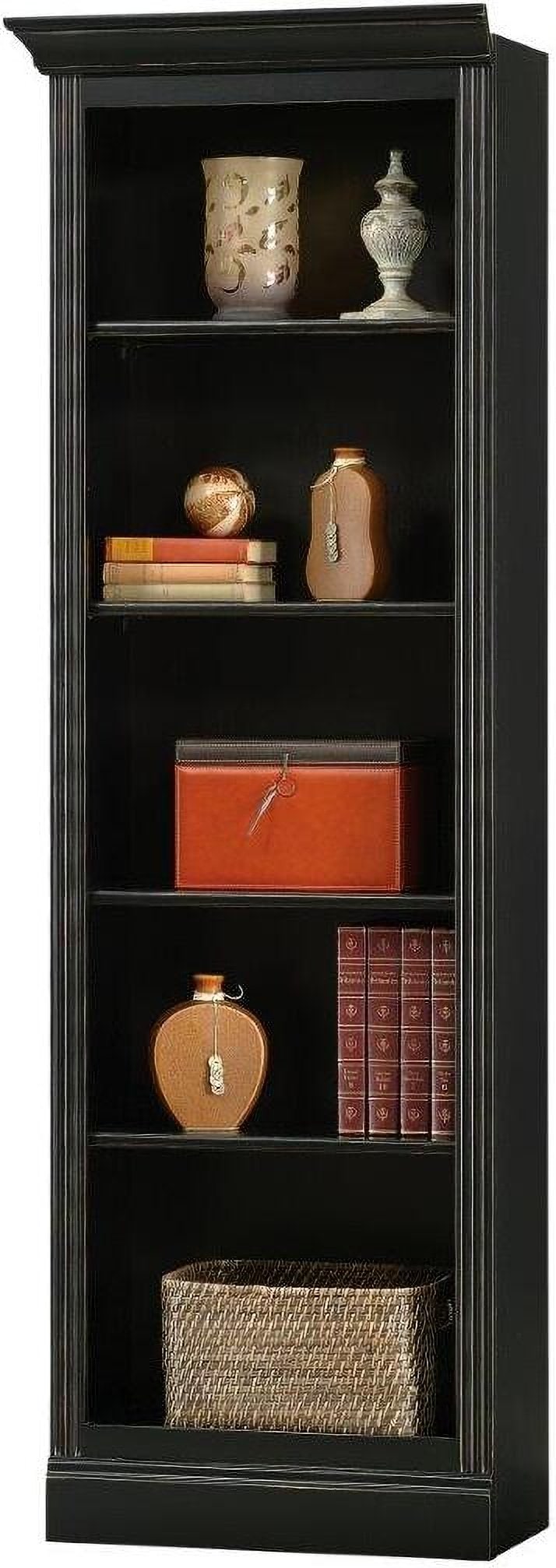 Howard Miller Left Return Bookcase: Howard Miller Left Return Bookcase Use the Oxford Left Return Bookcase to hold books or decorative objects. It has four shelves for plenty of display space, and it can be used with the Oxford Center a
