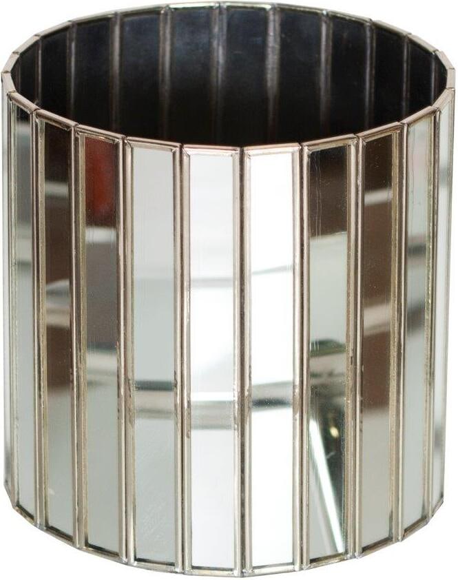 Faceted Antique Mirror Round Planter: Faceted Antique Mirror Round Planter Bring a touch of french provencial living to your indoor or outdoor garden room. This luxe round planter is finished with faceted antique mirrors with silver edges