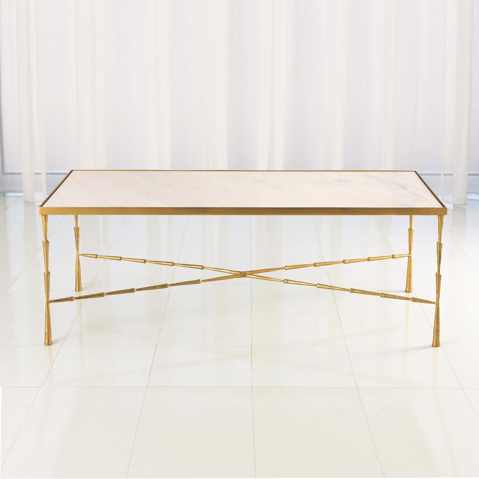 Spike Cocktail Table In Antique Brass With White Marble Top: Spike Cocktail Table In Antique Brass With White Marble Top The Spike Collection juxtaposes brass-plated iron spikes with smooth, honed white marble. The collection of tables includes a Coffee Table,