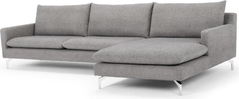 Metro Right Arm Facing Anderson Chaise Sectional In Polished Chrome Legs And Dark Grey Upholstery: Metro Right Arm Facing Anderson Chaise Sectional In Polished Chrome Legs And Dark Grey Upholstery The Anderson Sectional is pure contemporary elegance. Available in several colorways of easy-clean nan