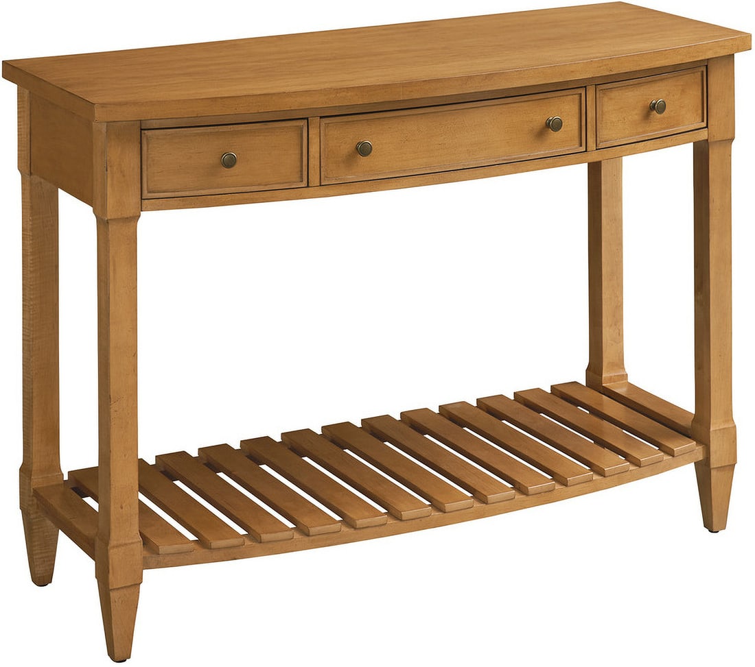 Temple Bowfront Console Table 01-0934-966: Temple Bowfront Console Table 01-0934-966 The Temple bowfront console is a great size for use as a serving piece in the dining room, or as a console table in the hallway or living room. The piece has