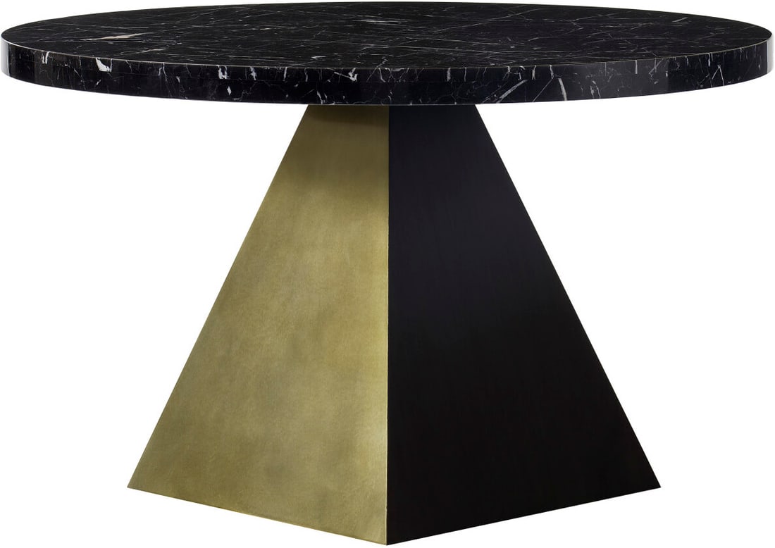 Louis 60 Inch Diameter Dining Table In Marble Top: Louis 60 Inch Diameter Dining Table In Marble Top Exuding both elegance and boldness whilecomplementing any interior space. A confident piece constructed with a round handcrafted black marble top with