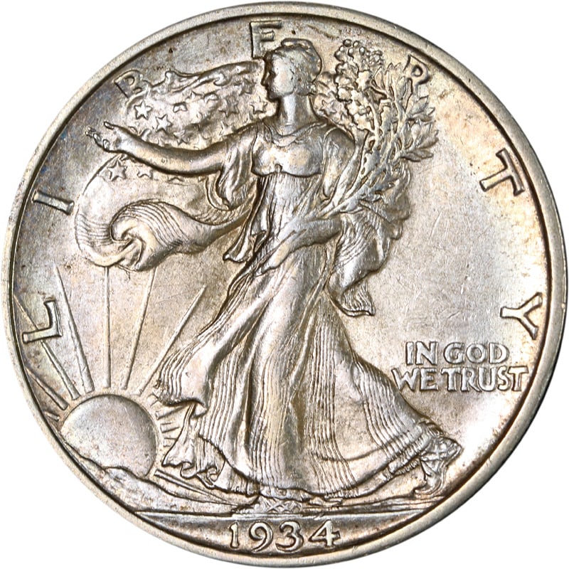 1934-S Walking Liberty Half Dollar Coin: 1934-S Walking Liberty Half Dollar Coin This 1934-S Walking Liberty Half Dollar features a mint location in San Francisco. Made of 90% silver, it is a circulated coin that showcases the iconic design 
