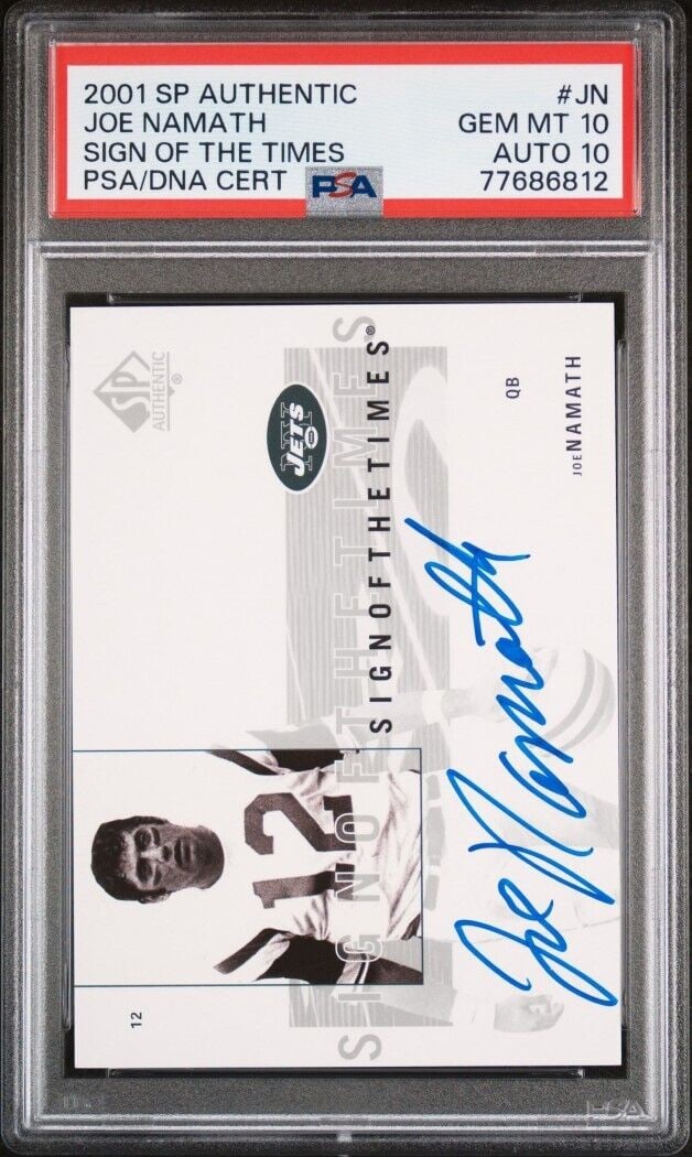 Joe Namath 2001 Sp Authentic Baseball Card Psa 10 Auto New York Yankees