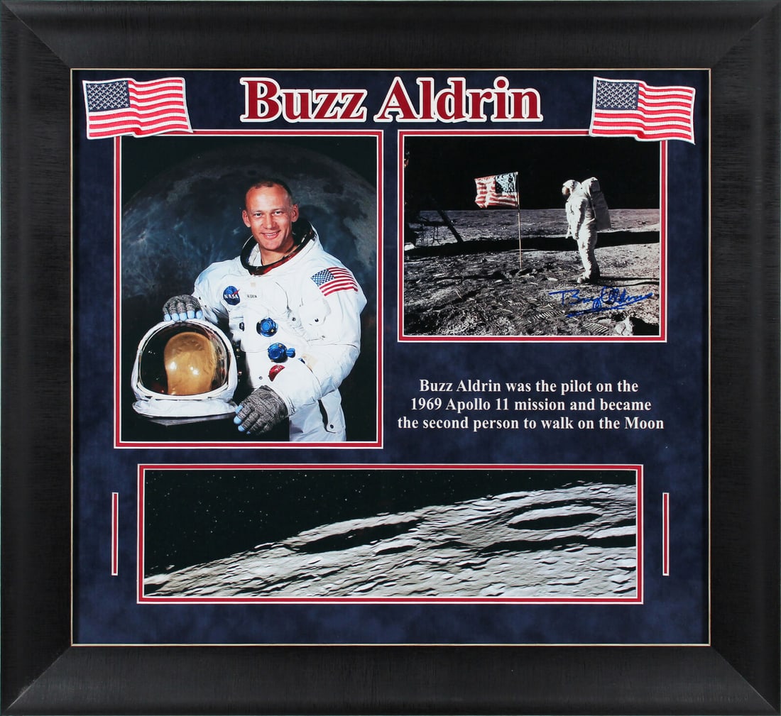 Edwin Buzz Aldrin Apollo 11 Signed 8x10 Framed Photo: Edwin Buzz Aldrin Apollo 11 Signed 8x10 Framed Photo This original 8x10 framed photograph of Edwin Buzz Aldrin, signed by the astronaut, is a remarkable piece of space memorabilia. It comes with authe
