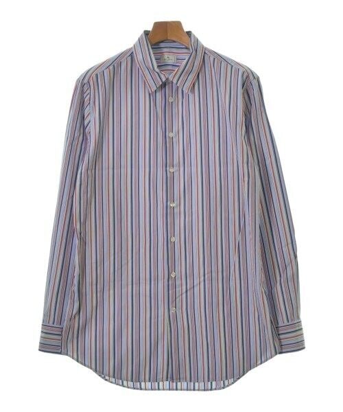 ETRO Casual Shirt Blue Orange Red Stripe Pattern Men's Size 43 XXL Regular: ETRO Casual Shirt Blue Orange Red Stripe Pattern Men's Size 43 XXL Regular ETRO casual shirt featuring a striking stripe pattern in blue, orange, and red colors. This shirt is designed for men and com