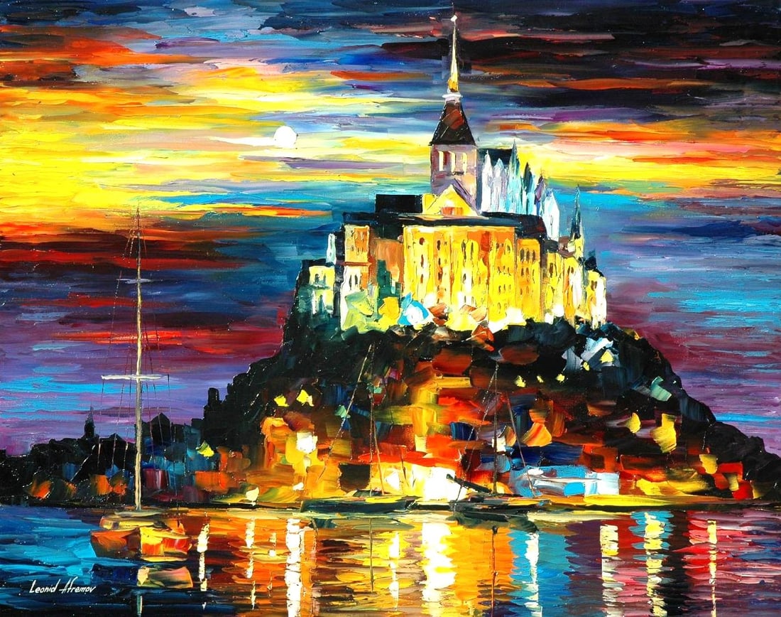Castle Above The Harbor Limited Edition Giclee by Leonid Afremov: Castle Above The Harbor Limited Edition Giclee by Leonid Afremov Castle Above The Harbor is a limited edition giclee hand-painted by Leonid Afremov, representing the true artistic essence of the artis