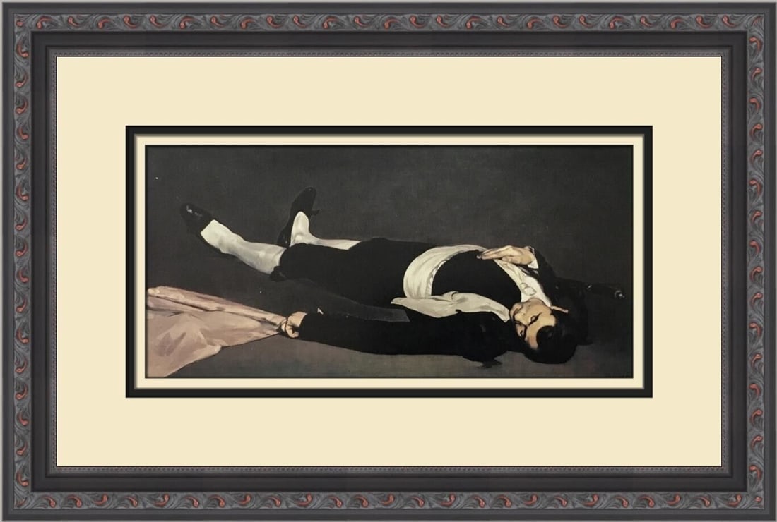 Edouard Manet The Dead Torreador Custom Framed Print 17x11 in Impressionism Art: Edouard Manet The Dead Torreador Custom Framed Print 17x11 in Impressionism Art This custom framed print features Edouard Manet's artwork titled 'The Dead Torreador.' The print is presented in a black