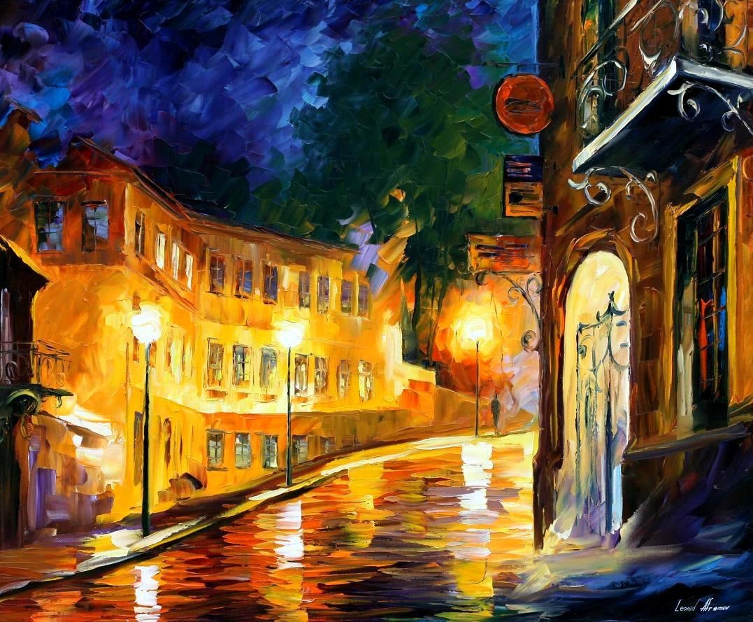 Limited Edition Giclee Canvas Artwork Lonely Night by Leonid Afremov: Limited Edition Giclee Canvas Artwork Lonely Night by Leonid Afremov Lonely Night is a limited edition giclee hand-painted by renowned artist Leonid Afremov, with only 25 pieces produced, making it a