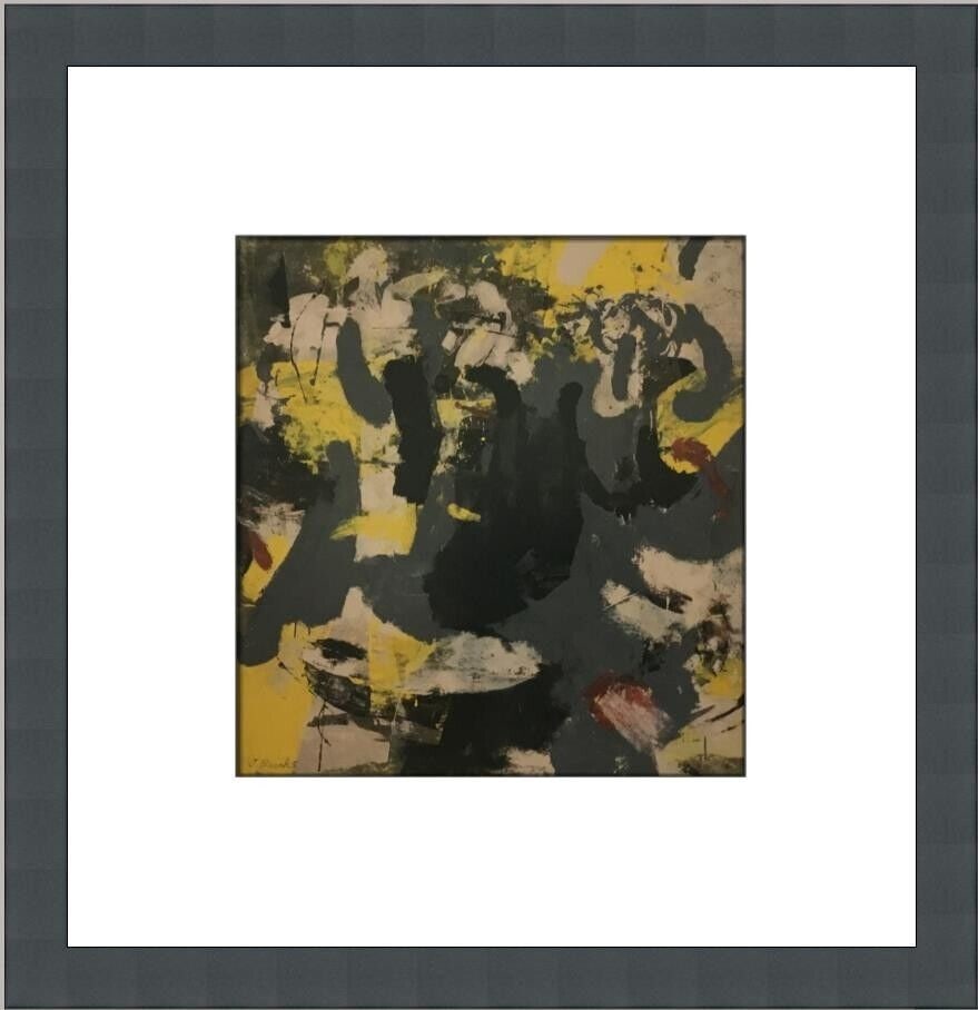 Custom Framed James Brooks Qualm Print 12x12 Abstract Art: Custom Framed James Brooks Qualm Print 12x12 Abstract Art This custom framed print titled 'Qualm' by artist James Brooks showcases an abstract design. Produced in 1993, this open edition print feature