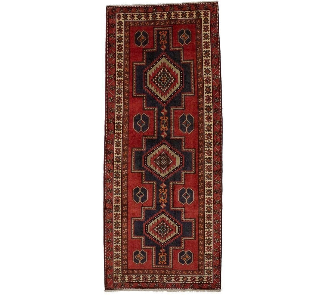 Handmade Vintage Geometric Runner Rug 5ft x 11ft Wool Tribal Carpet: Handmade Vintage Geometric Runner Rug 5ft x 11ft Wool Tribal Carpet This rare handmade vintage geometric runner rug is perfect for hallways and kitchens. Crafted from wool using a hand-knotted techniq