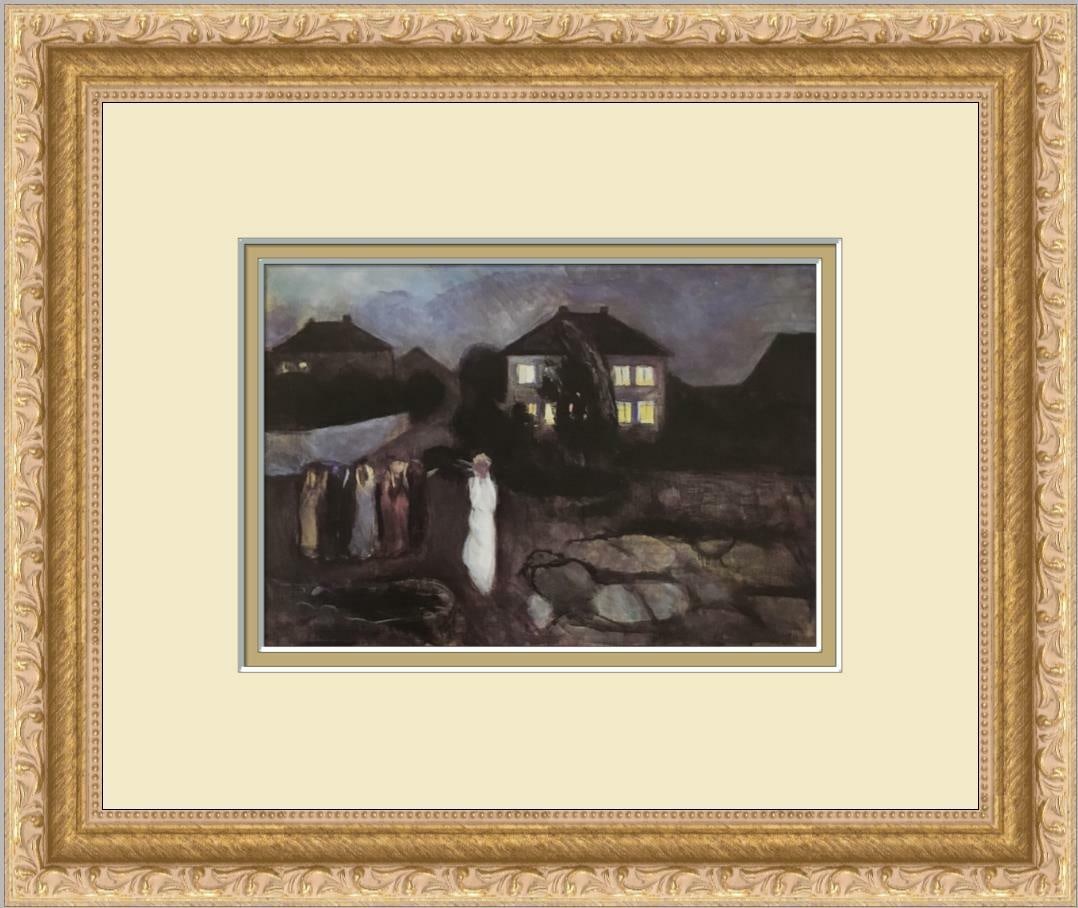 Edvard Munch The Storm Custom Framed Lithograph Art Print: Edvard Munch The Storm Custom Framed Lithograph Art Print This custom framed print features Edvard Munch's 'The Storm' in a beautiful gold scroll ornate frame. The print is an offset lithograph on pap