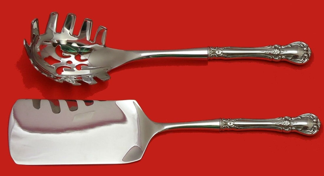 Towle Sterling Silver Old Master 2pc Pasta Server Set with Hollow Handle: Towle Sterling Silver Old Master 2pc Pasta Server Set with Hollow Handle This exquisite 2-piece pasta server set from Towle's Old Master collection is crafted from Sterling Silver and features a custo