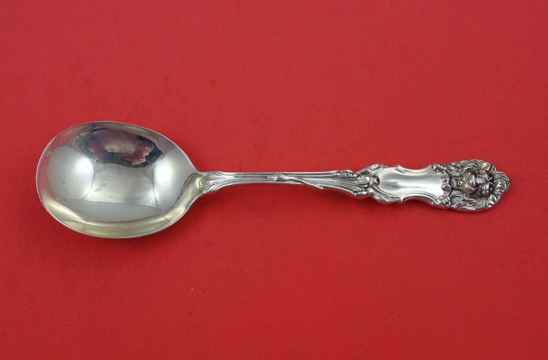 Frank Smith Lion Sterling Silver Preserve Spoon 7in: Frank Smith Lion Sterling Silver Preserve Spoon 7in This preserve spoon features the Lion pattern by Frank Smith, made from sterling silver. It measures 7 inches in length and is not monogrammed, rema