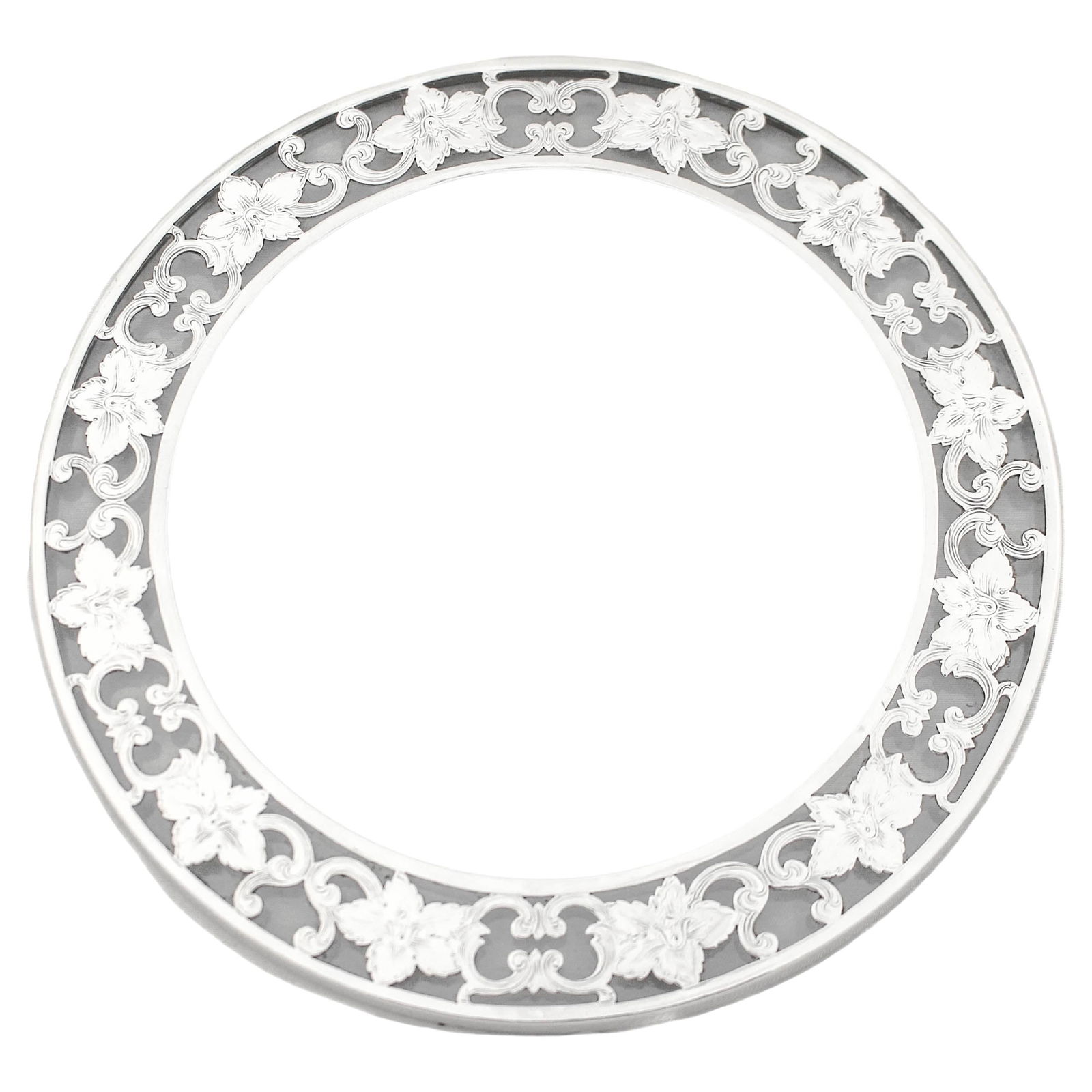 Sterling Silver Trivet by Webster & Company: Sterling Silver Trivet by Webster & Company This exquisite sterling silver trivet, created by Webster & Company, showcases a beautiful glass design. Measuring 0.5 inches in height and 6 inches in diam