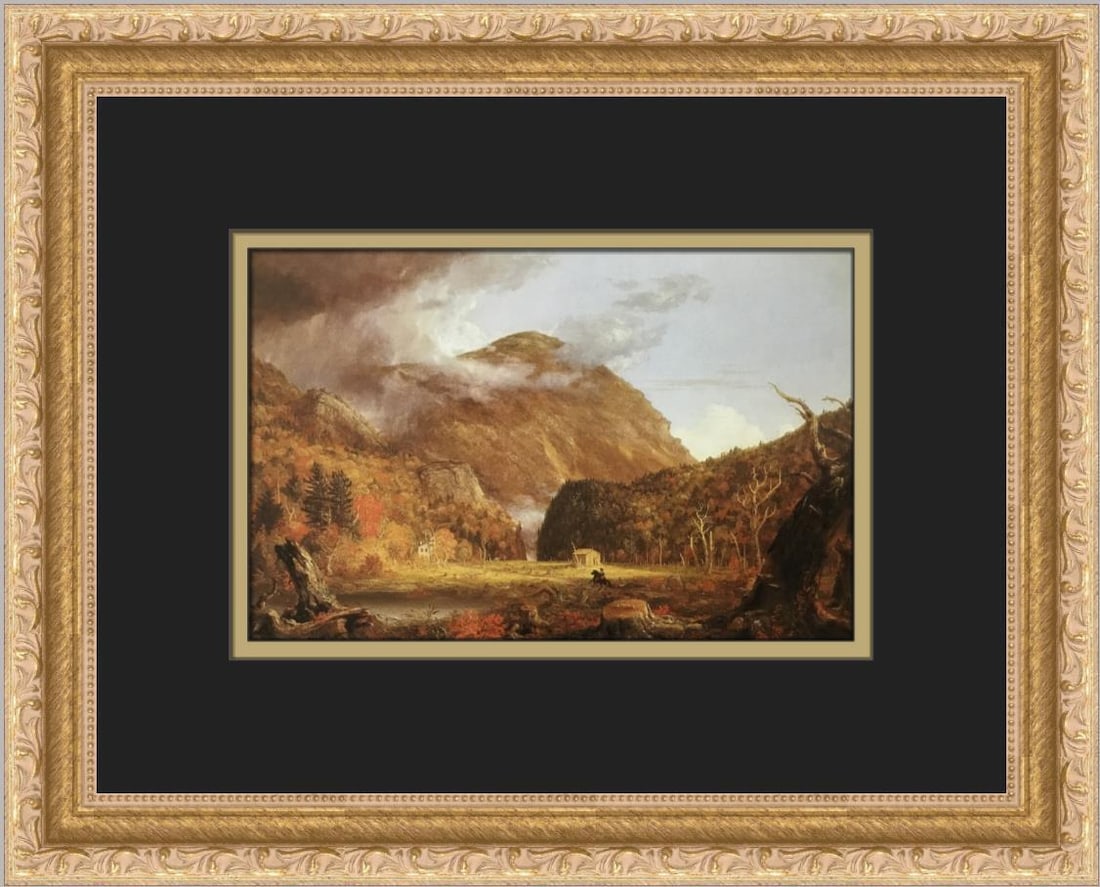 Thomas Cole Crawford Notch NH Framed Print 11x14 Landscape Art: Thomas Cole Crawford Notch NH Framed Print 11x14 Landscape Art This medium-sized custom framed print titled 'Crawford Notch NH' features a stunning landscape by artist Thomas Cole. Crafted using offse