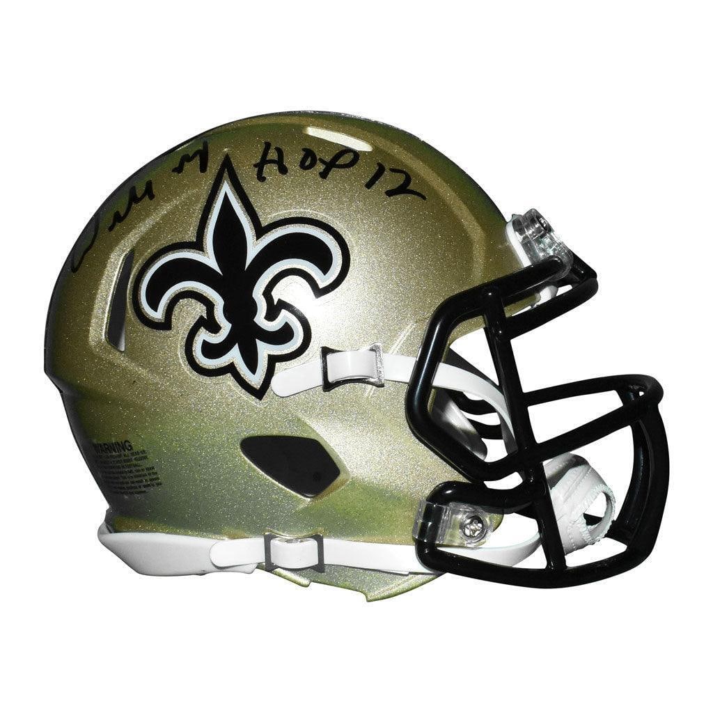 Willie Roaf Signed HOF 12 Inscription Mini Football Helmet New Orleans Saints: Willie Roaf Signed HOF 12 Inscription Mini Football Helmet New Orleans Saints This is a mini Riddell Speed NFL football helmet autographed by Willie Roaf with HOF 12 inscription. The autograph has bee