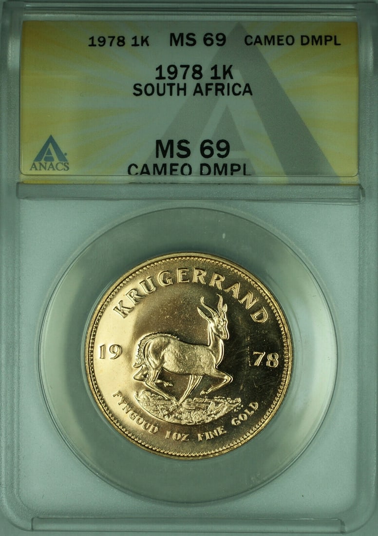 1978 South Africa 1 Krugerrand Gold Coin 1 Oz Anacs Ms 69 Cameo Dmpl