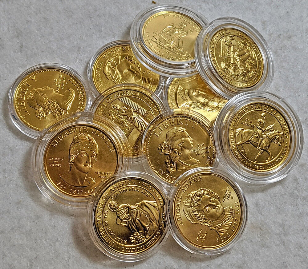 First Spouse Gold Coin 2007-Present $10 BU Uncirculated: First Spouse Gold Coin 2007-Present $10 BU Uncirculated This First Spouse Gold Coin features a $10 denomination from 2007 to the present. It is in uncirculated condition with a Brilliant Uncirculated 