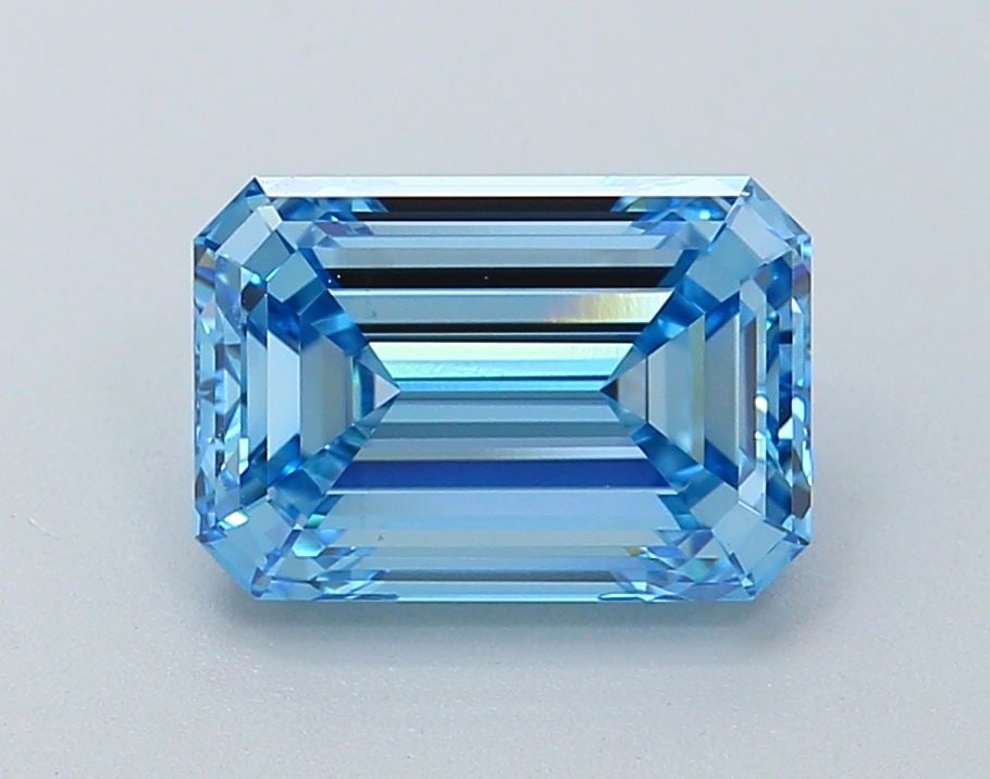 Loose Diamond - EMERALD 2.15ct Fancy Intense Blue VVS2: Loose Diamond - EMERALD 2.15ct Fancy Intense Blue VVS2 Source: This is a real non-mined Diamond that has been grown in a lab Shape: EMERALD Carats: 2.15 Color: Fancy Intense Blue Certification: IGI Vi