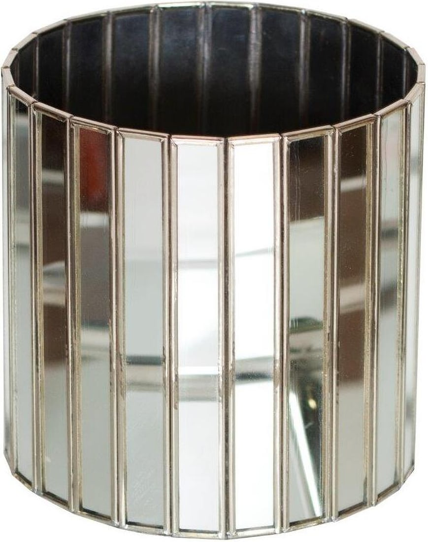 Faceted Antique Mirror Round Planter: Faceted Antique Mirror Round Planter Bring a touch of french provencial living to your indoor or outdoor garden room. This luxe round planter is finished with faceted antique mirrors with silver edges