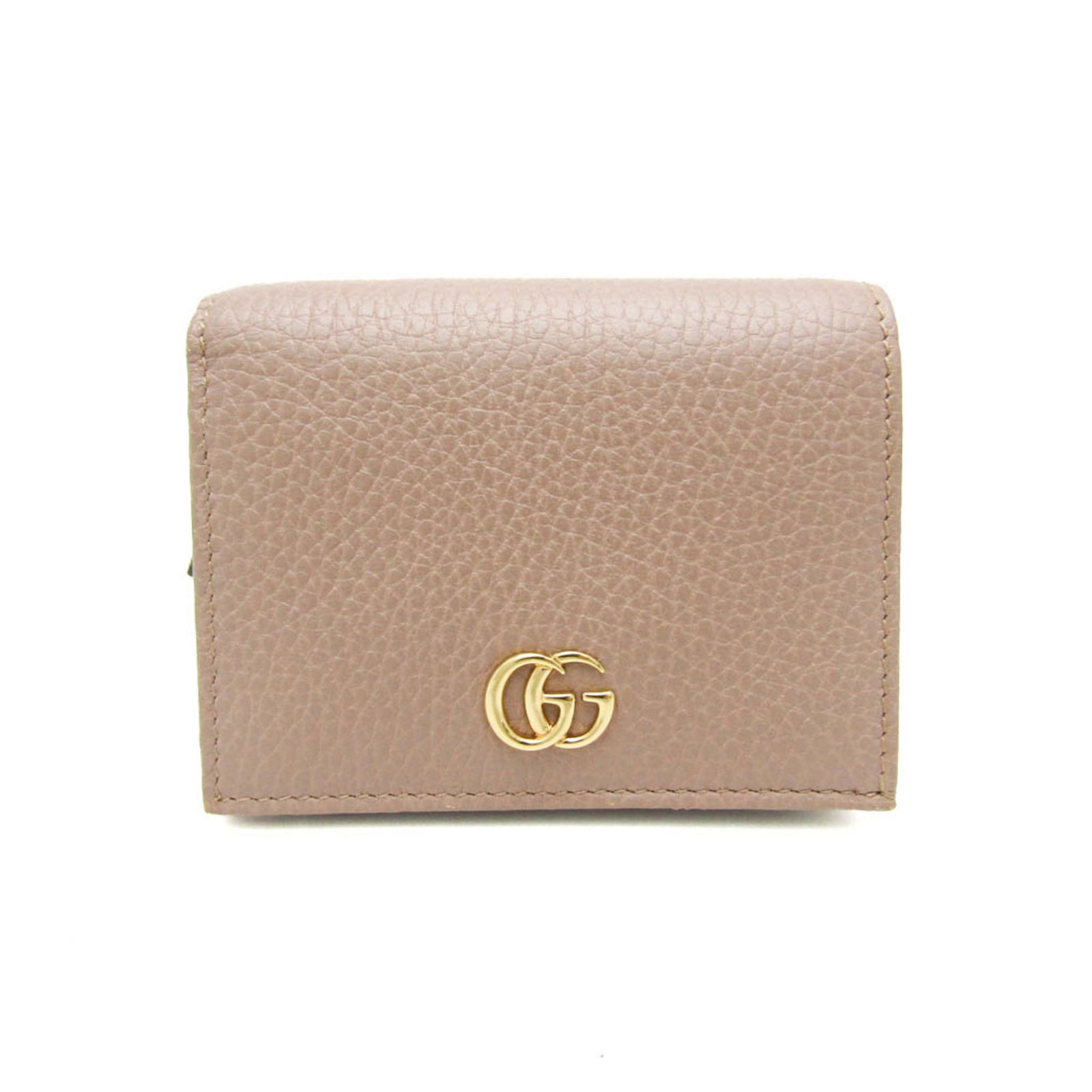 Gucci Petite Marmont Bi-Fold Wallet for Women in Pink Beige Leather: Gucci Petite Marmont Bi-Fold Wallet for Women in Pink Beige Leather This Gucci Petite Marmont wallet (model 456126) is crafted from high-quality leather in a stylish pink beige color. Designed for wom