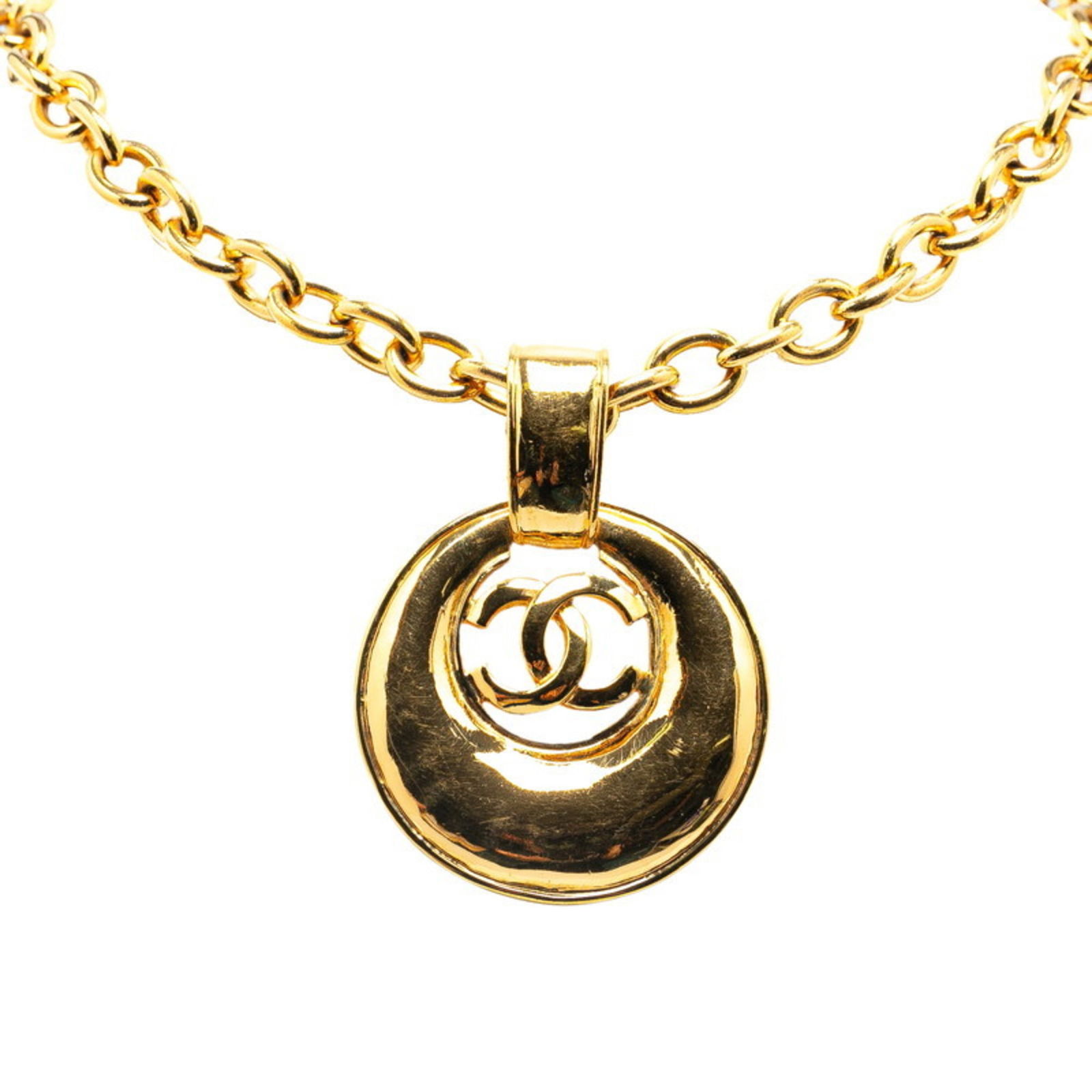 Chanel Gold Plated Coco Mark Necklace for Women: Chanel Gold Plated Coco Mark Necklace for Women This elegant Chanel Coco Mark necklace is crafted in gold plating and designed for women. The necklace features a neck circumference of 77 cm (30.31 inc