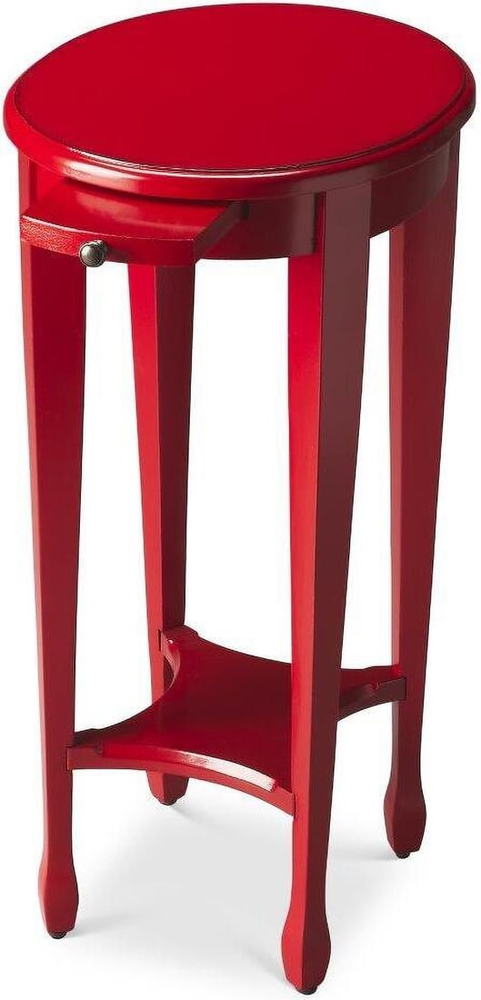 Butler Arielle Red Round Accent Table: Butler Arielle Red Round Accent Table This Bold Red Accent Table Is Hand Crafted From Poplar Hardwood Solids And Wood Products. Perfectly Proportioned To Sit Beside An Easychair Or Serve As A Bedside